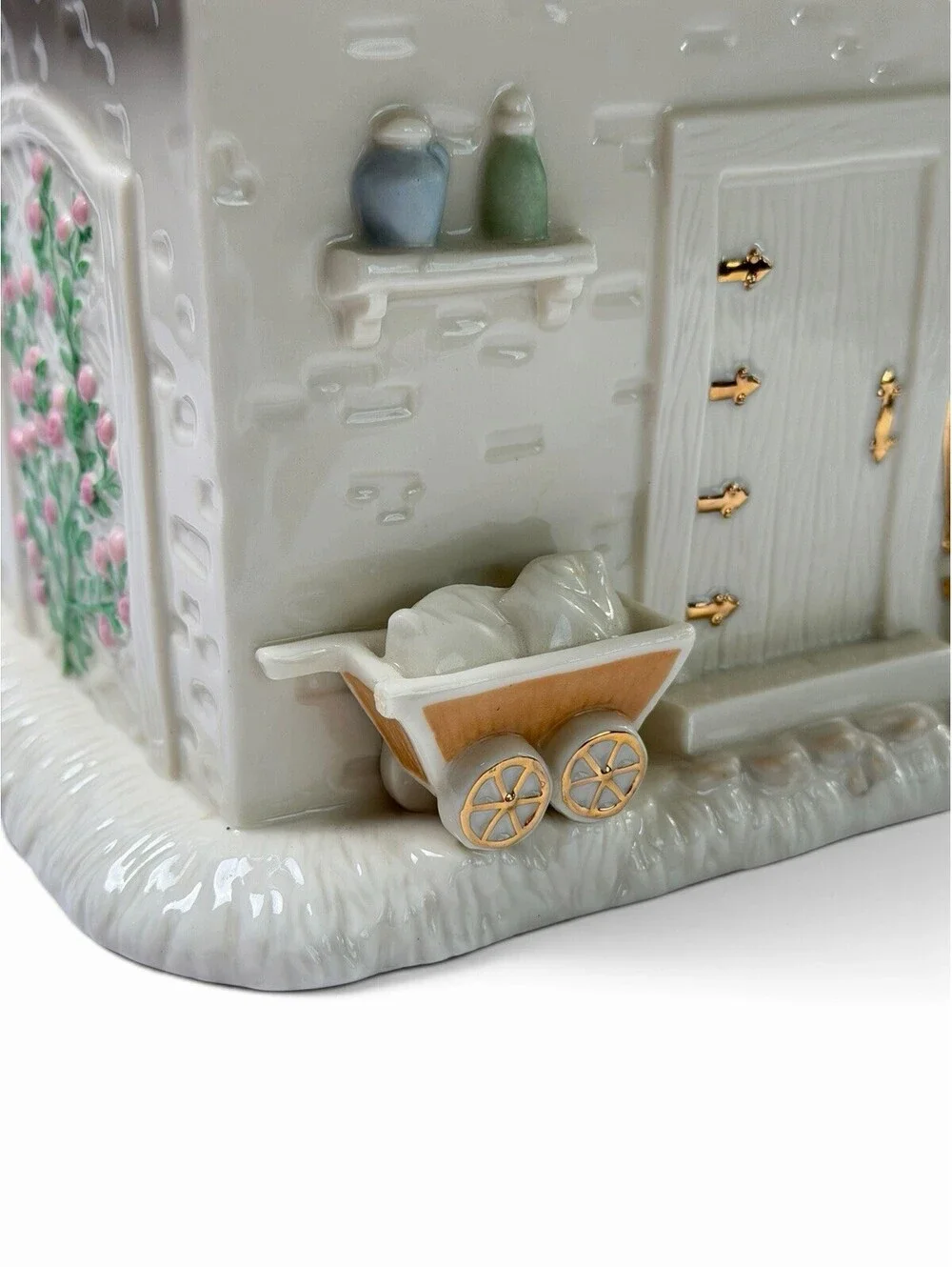 Vintage “The Irish Blessing” Bakery Cookie Jar Porcelain Cottage ( Minor Flaw)